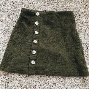 Princess Polly Khaki Green Button Skirt